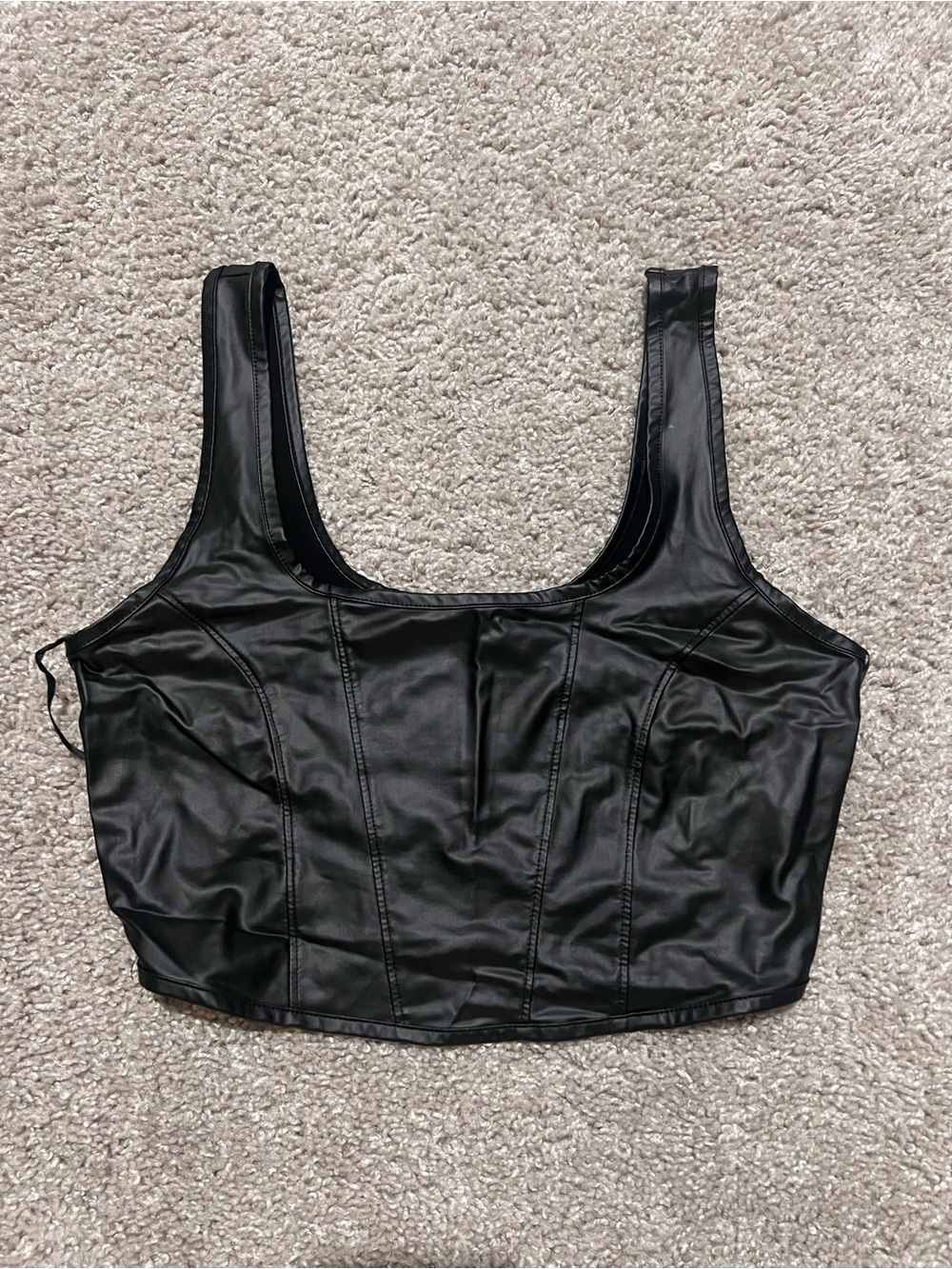 Fashion Nova Black Faux Leather Crop Tank